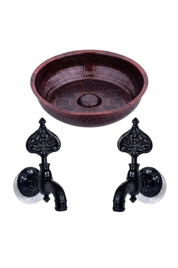 Double Hammam Stone Copper Oxide Patterned Ottoman Faucet (Luxury, 100% Brass)