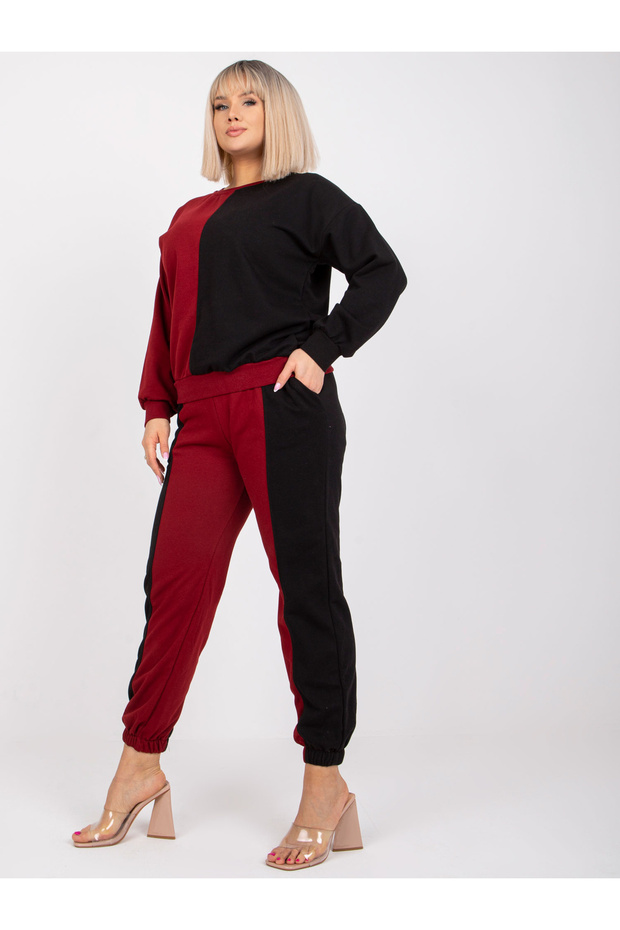 Compleu Dama Maneca lunga, Decolteu rotund, ex moda, Bordo