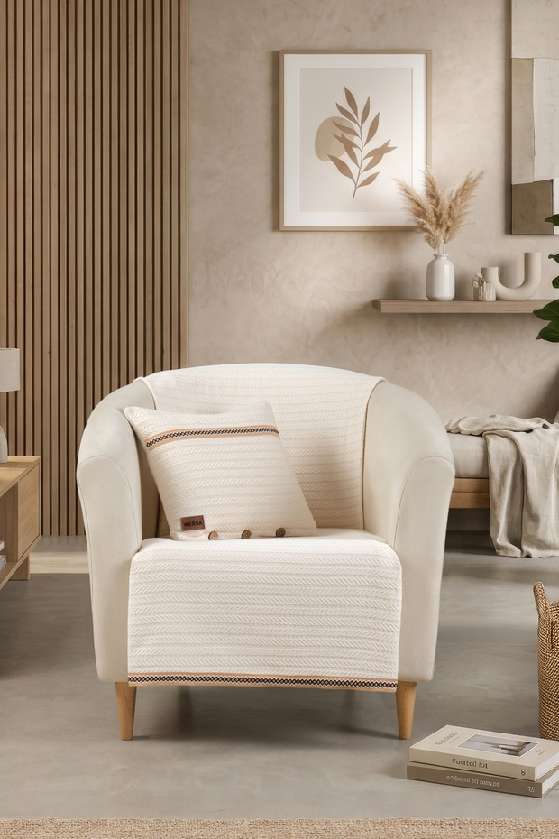 Modern Bohemian Textured Sofa Cover Set - Striped Edge Detail