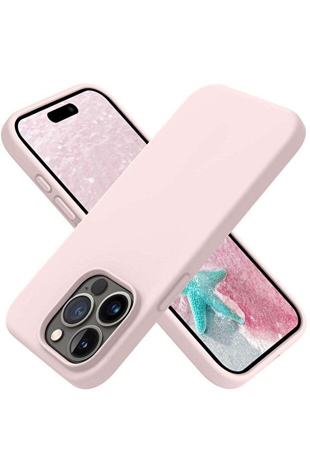 Soft Liquid Silicone Gel Case for iPhone 16 Pro Max - Full Body Shockproof Protection with Matte Finish & Soft Microfiber Lining (Sand Pink)