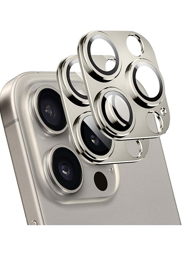 Camera Lens Protector for iPhone 15 Pro/15 Pro Max, Alloy Metal, Tempered Glass, Scratch Resistant