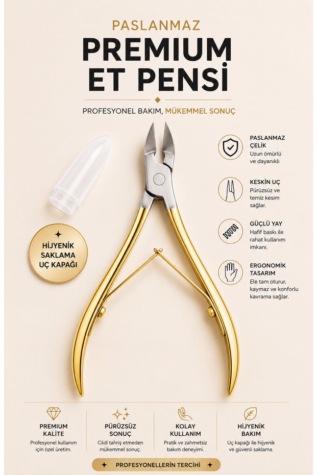 Premium Gold Stainless Steel Meat Nipper Manicure Pedicure Cuticle Removal Nipper Professional Cuticle Cutter with Protective Tip Cover