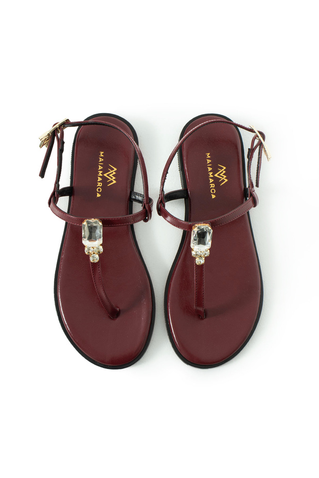 Maia Vega Stone Sandals - Burgundy