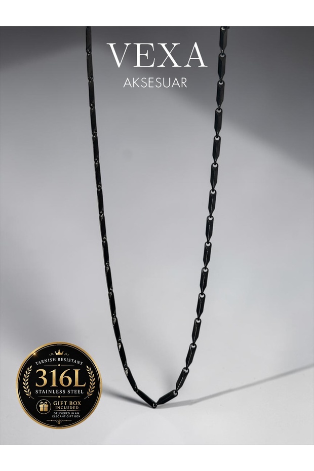 316L Stainless Imported Steel Black Match Chain Necklace Tarnish Resistant Men's Unisex Special Boxed