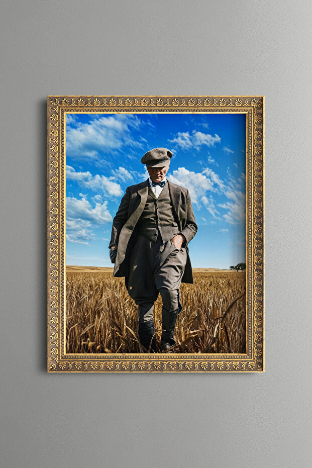 Mustafa Kemal Atatürk - Vintage Patterned Painting - Fine Model