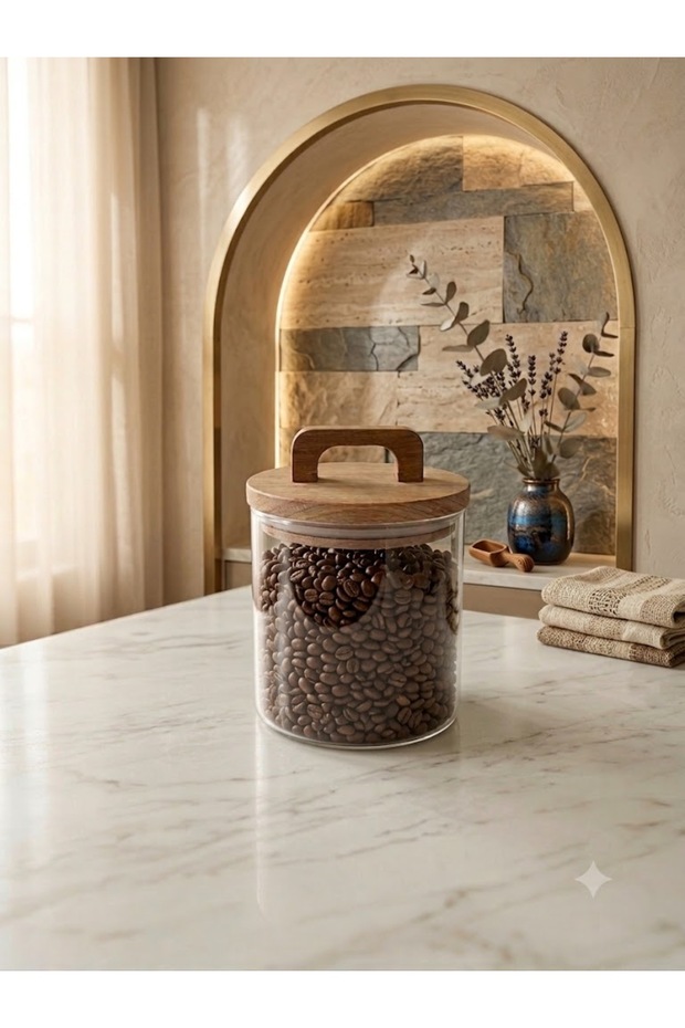 Vacuum Acacia Wood Lid Glass Jar - Food/Grain Storage Container