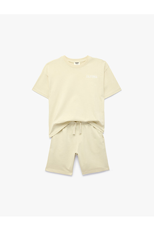 Cotton Crew Neck Short Sleeve 2-Piece T-Shirt Shorts Set