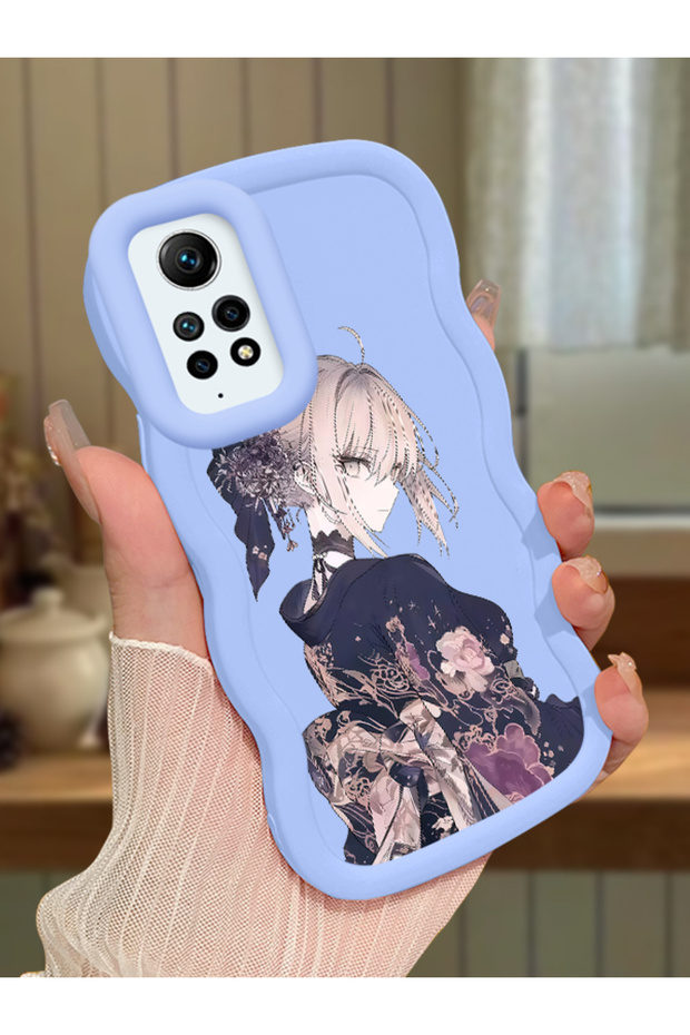 Redmi Note 12 Pro 4g Compatible Case Camera Protector Blue Silicone Couple Phone Case Girl Pattern