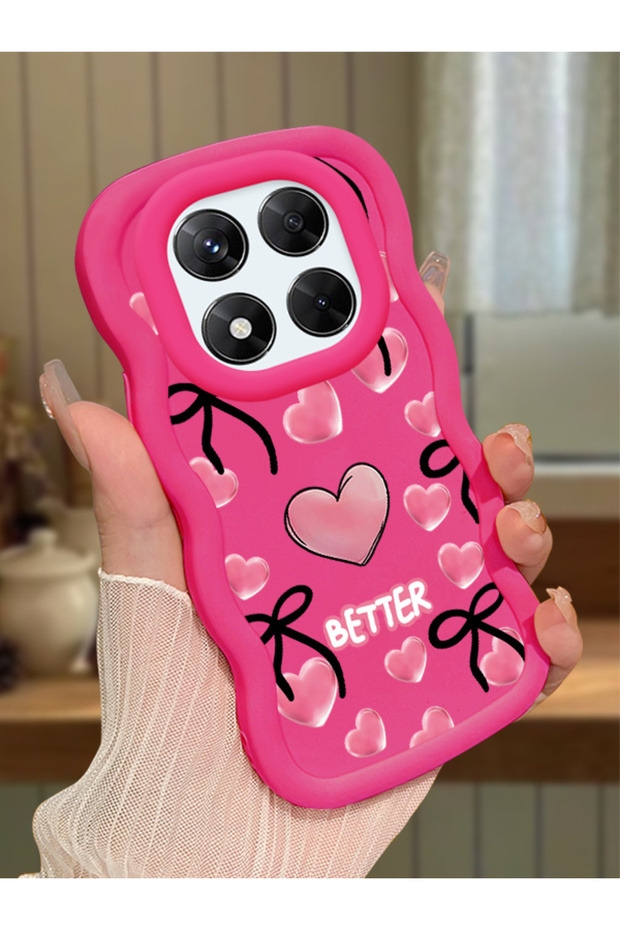 Redmi Note 14 Pro 4g Compatible Case Camera Protector Red Silicone Couple Phone Case Heart Pattern
