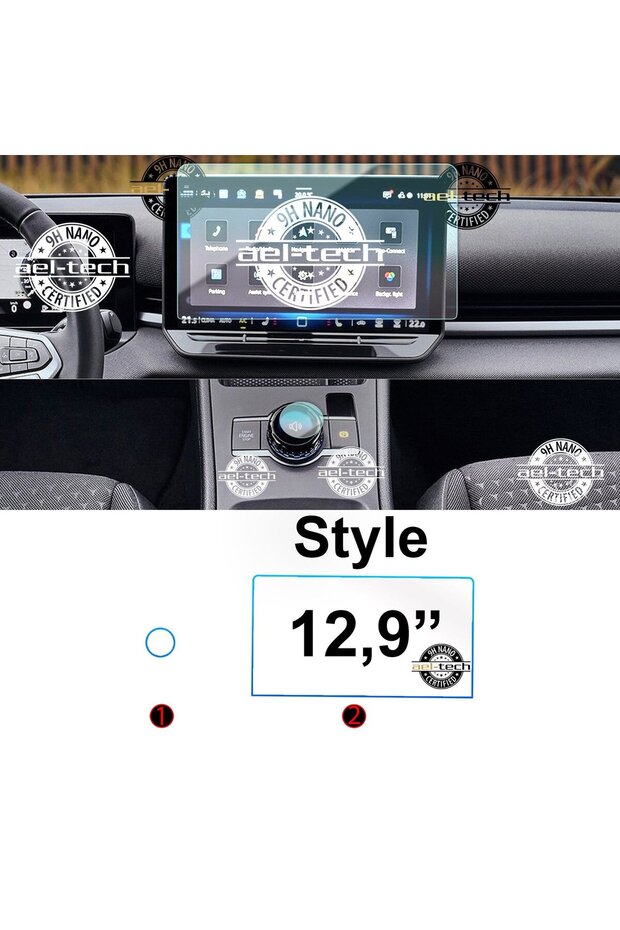 Volkswagen T-Roc Style, R Line Compatible 12.9" Navigation and Home Key 9H Nano Screen Protector Set of 2
