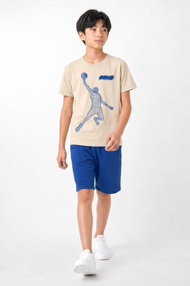 Boys' Cotton Basketball Printed Shorts Set