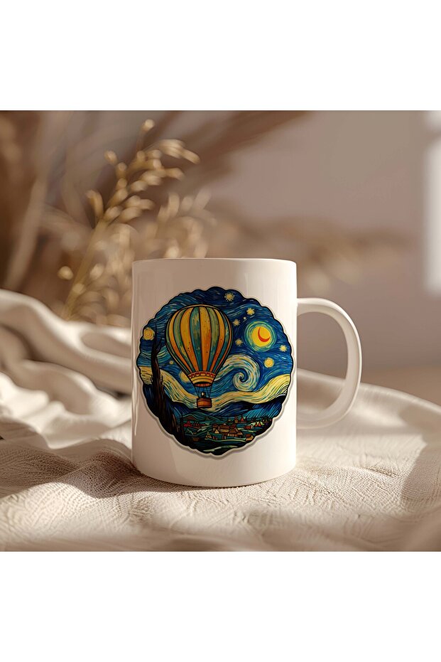 Painter Designed White Ceramic Printed Mug Cup 330ml