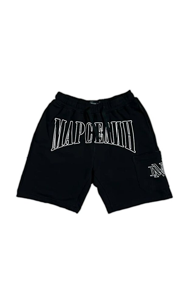 Oversize Black Printed Men's Shorts