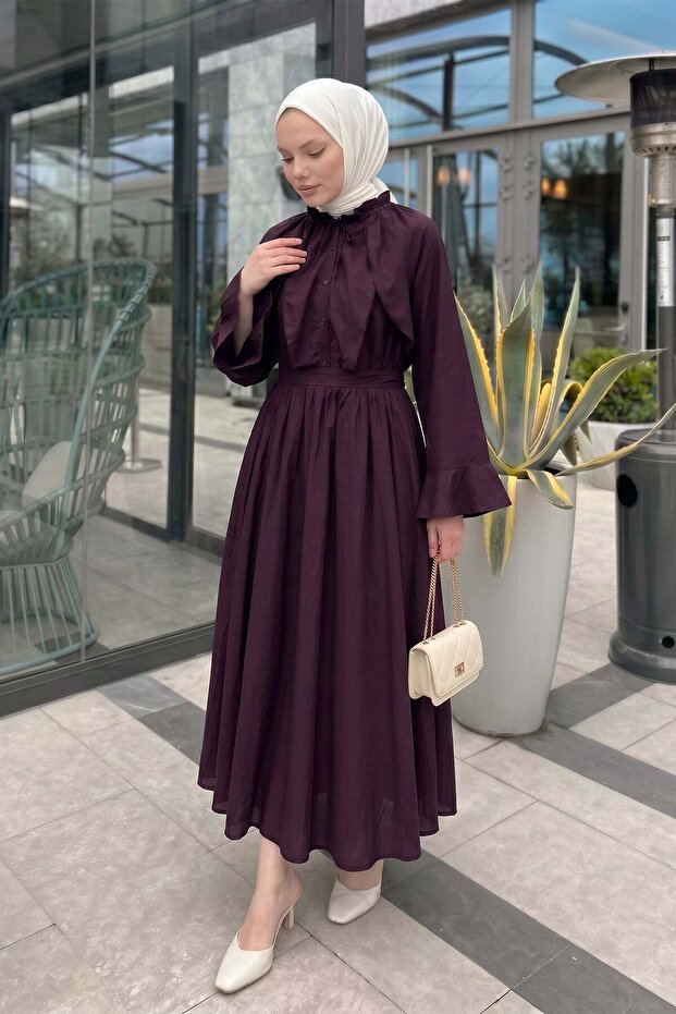 Linen Suit with Flared Skirt 9357335 - Dark Mulberry