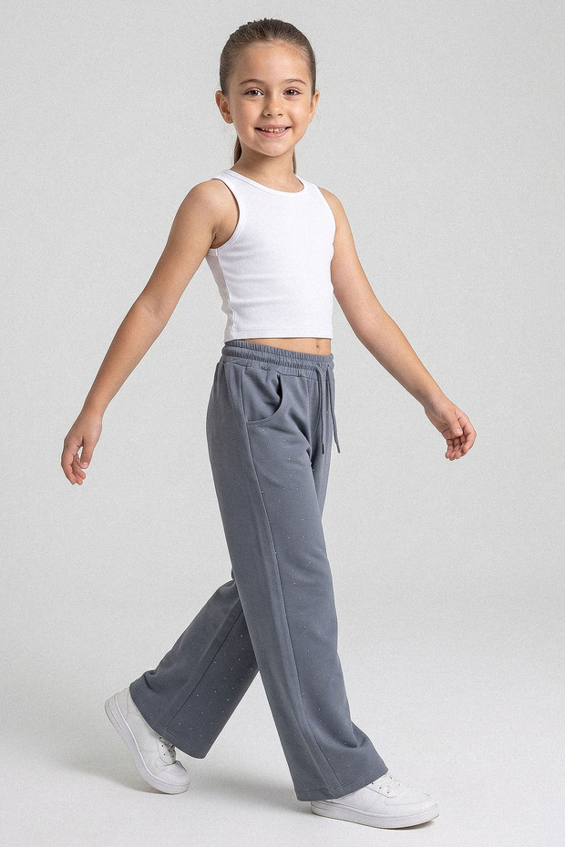 Stone Printed Wide Leg Girls' Sweatpants - 26Y 25507