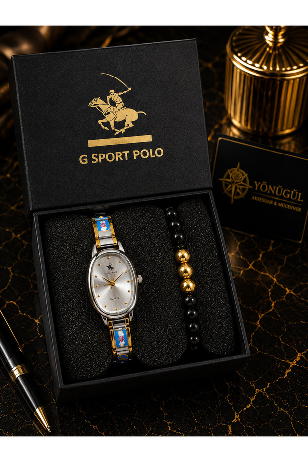 Women's Wristwatch and Natural Stone Bracelet Set | Stylish Metal Cord | Quartz Mechanism | Daily & Classic Use | Gift Watch Set | Special Boxed Women's Accessories