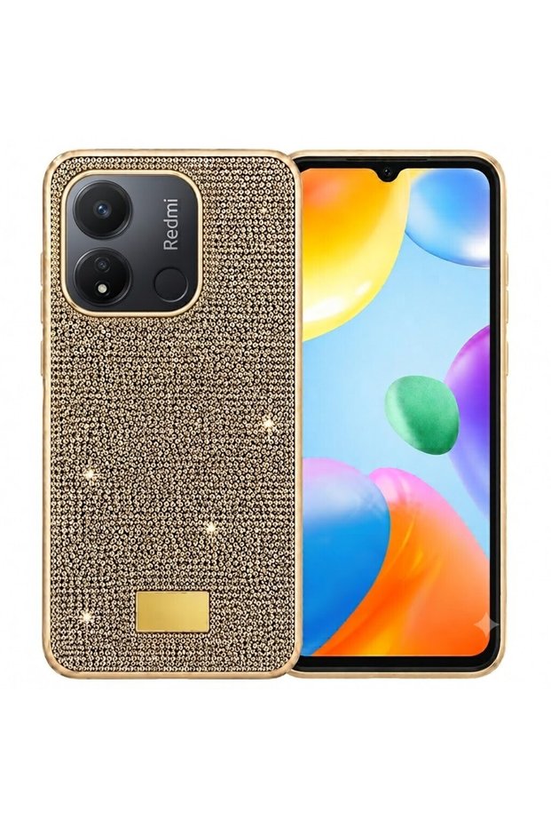 Xiaomi Poco C65 Case Silicone Edged Stone Shiny Lux Diamond Cover