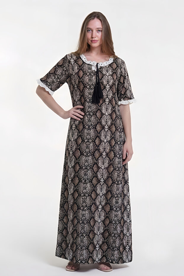 Women's Cotton Snakeskin Print Homewear Long Dress