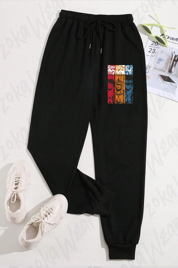 Unisex One Piece Luffy Ace Sabo Printed Sweatpants