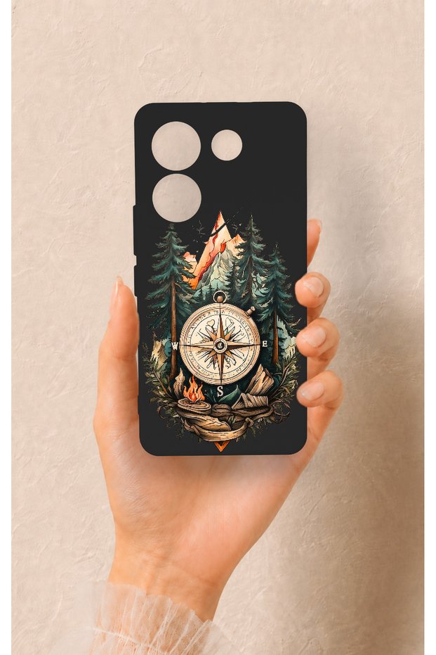 Tecno Camon 20 Pro Compatible Compass Forest Pattern Silicone Case