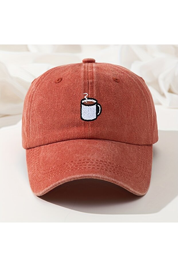 Adjustable Orange Baseball cap retro washed casual hat cup embroidered curved hip hop hat adjustable