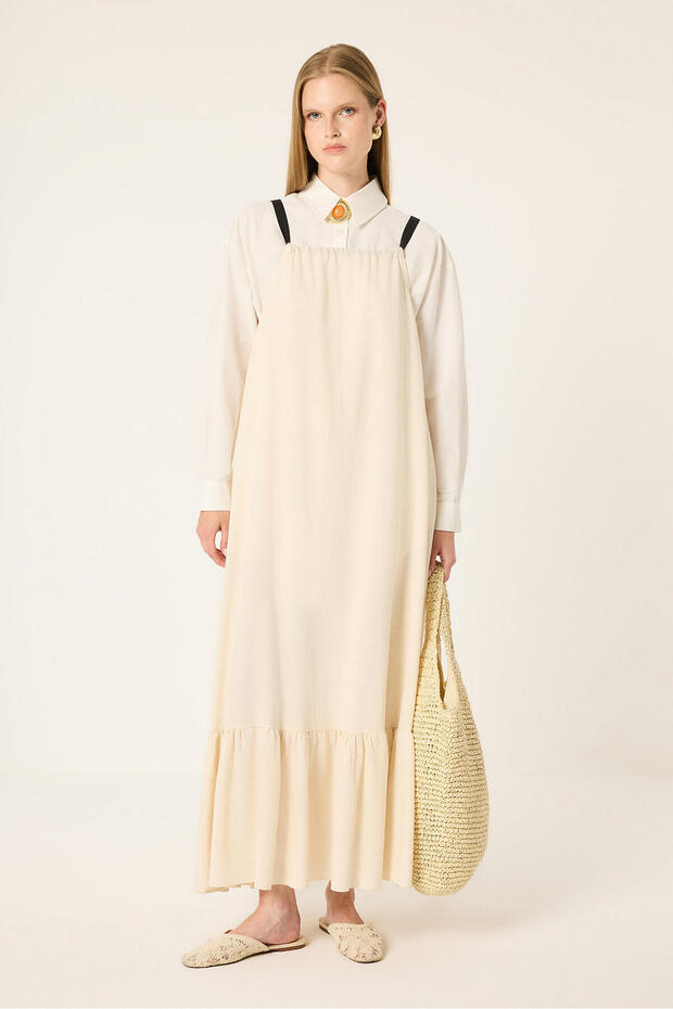 Halter-neck linen dress