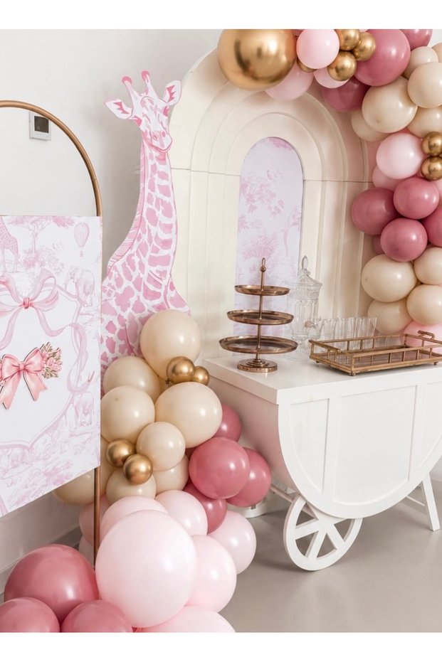 Rosewood Light Pink Gold Chrome Balloon Chain Set of 100