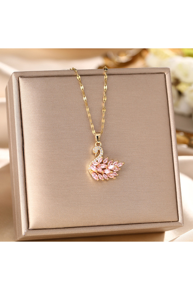 Swan Stone Model Stainless Steel Necklace