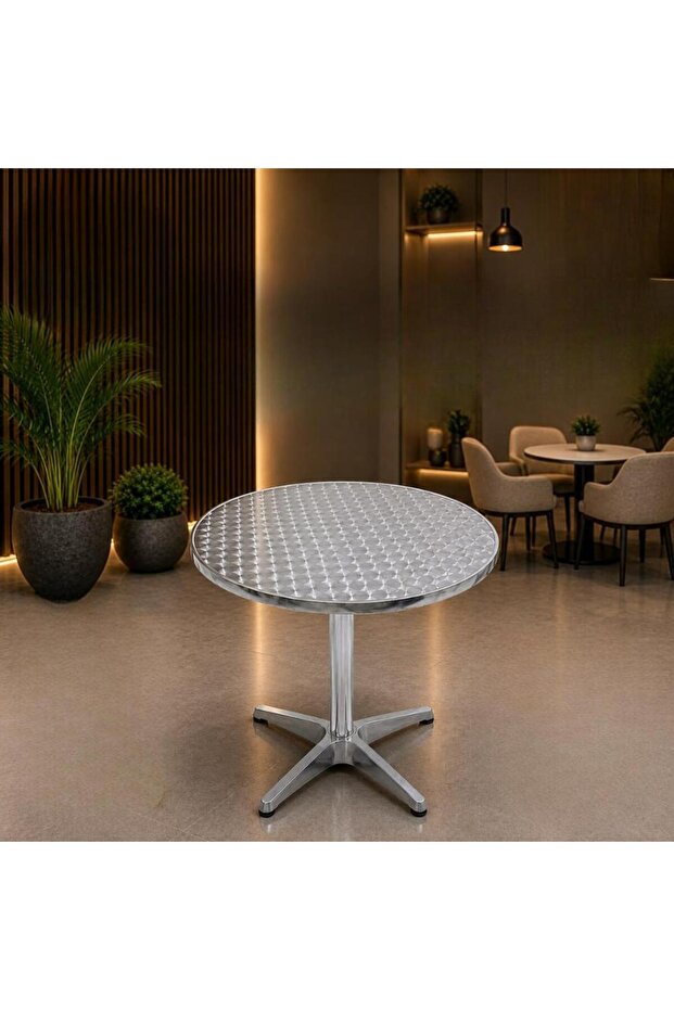 طاولة كافيه ألمنيوم دائرية تصميم عصرى