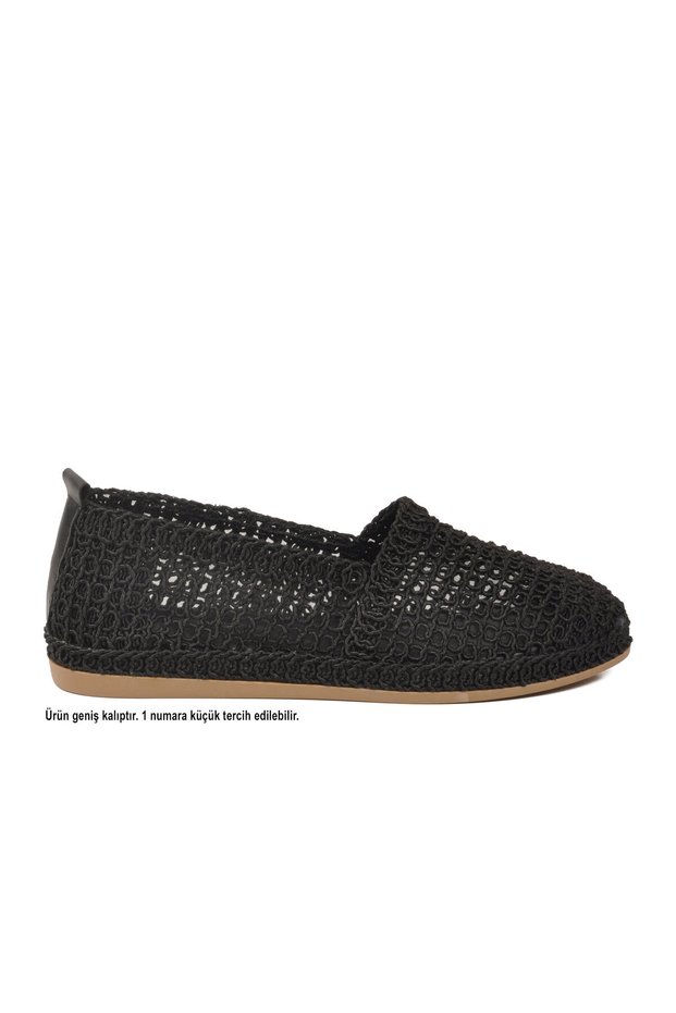Black Wide Fit Knitted Women's Ballerinas Pc-54572 Z