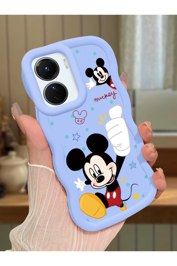 Vivo Y16 Compatible Case Camera Protector Blue Silicone Couple Phone Case Cute Pattern