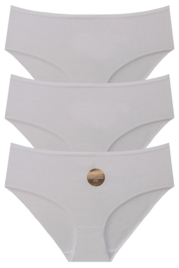 Cotton Ribbed High Waist Basic Battal Panties 3-Pack Size 44-46 Pw-1030 -R/4/14
