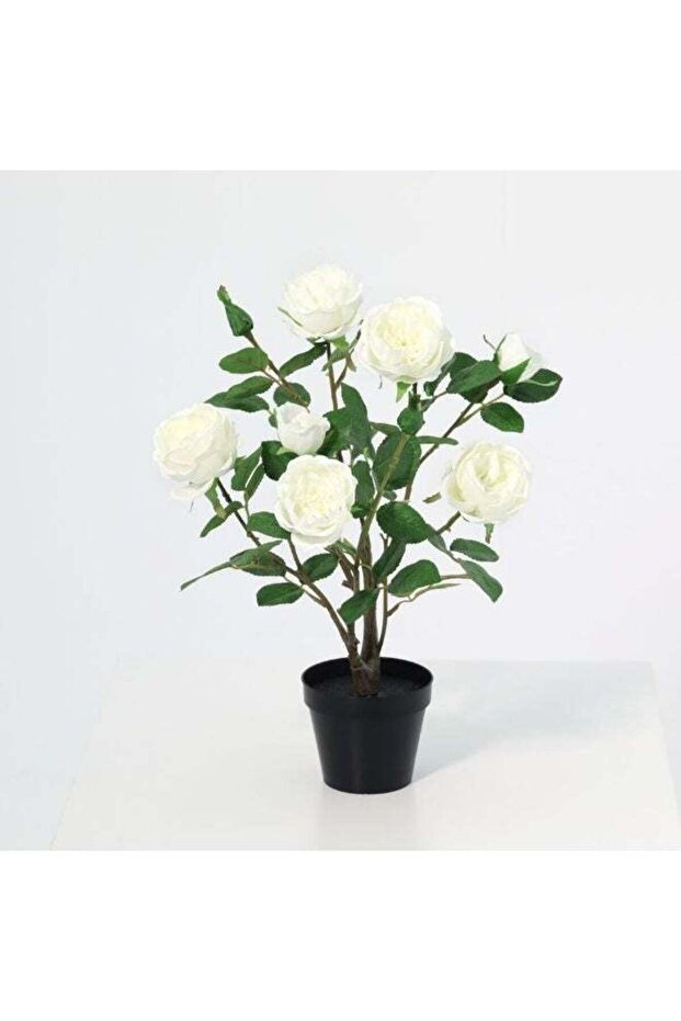 Fernza Artificial Garden Rose 47cm White Decorative Flower Stem