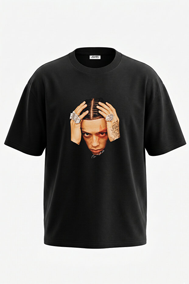 Central Cee_2 Design Printed Unisex Oversize Black Tshirt