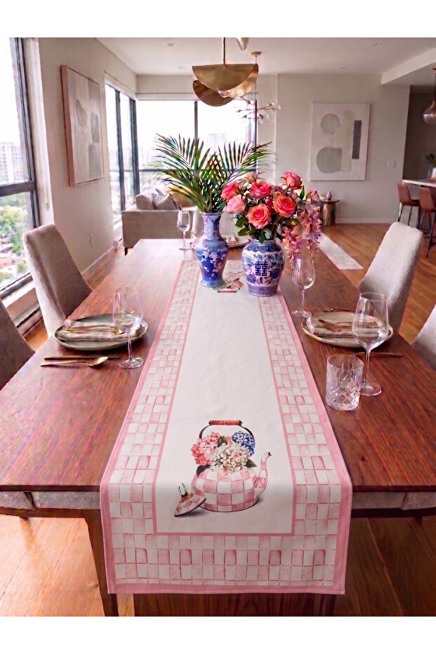 Mocha Patterned Decorative Runner - 40X140 cm