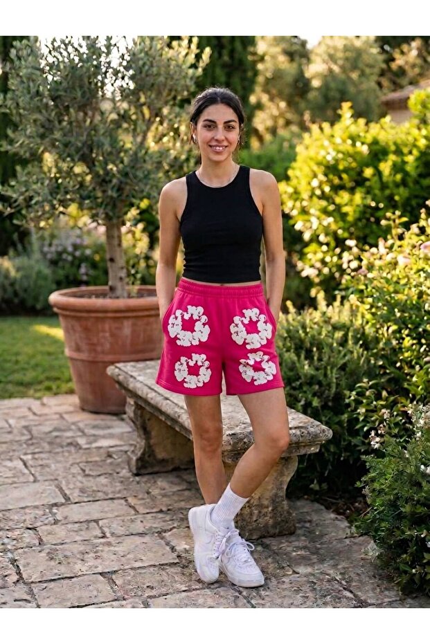 Women's Oversize Shorts - 3D Puff Floral Printed Cotton Shorts 💯