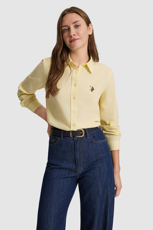 Women's Light Yellow Long Sleeve Basic Shirt 50320204-Vr004