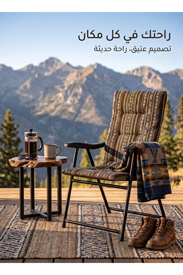 كرسي تخييم وتنزه قابل للطي ومزود بمساند للذراعين.
