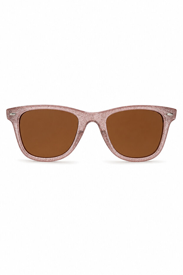 Brown Glass with Glitter Pink Frame Sunglasses for Children