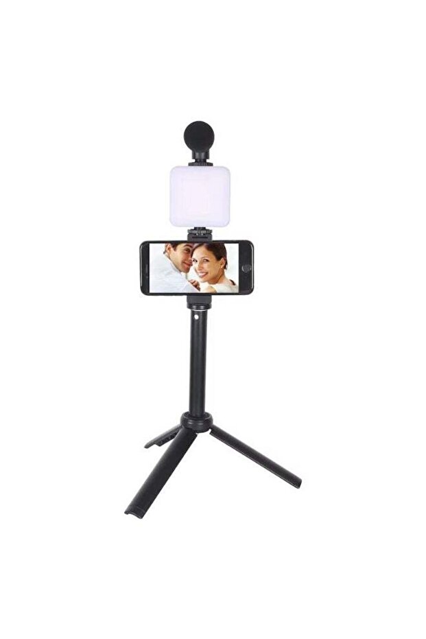 AY-49T Flexible Phone Tripod Vlogging Kit - All In One Content Creator Set with Microphone, LED Fill Light & Adjustable Smartphone Holder