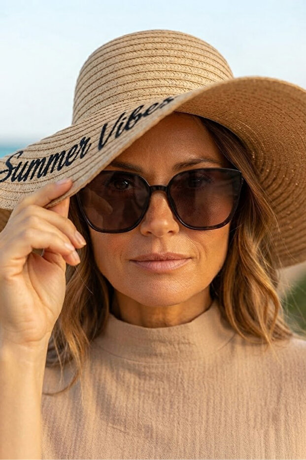 Embroidered Cream Straw Hat | Hsr2607-1