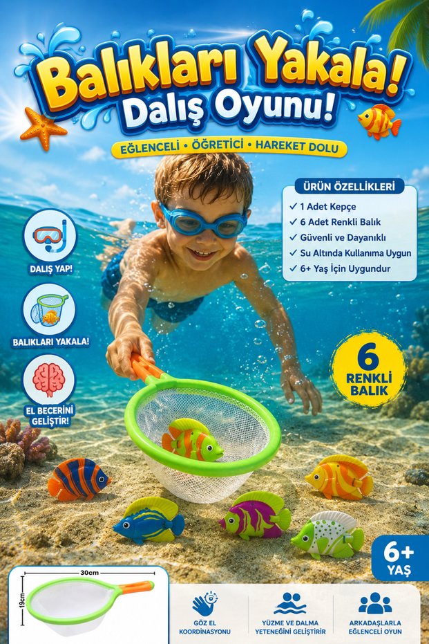 Children's Pool and Sea Toy Underwater Diving Game Fish Catching Set
