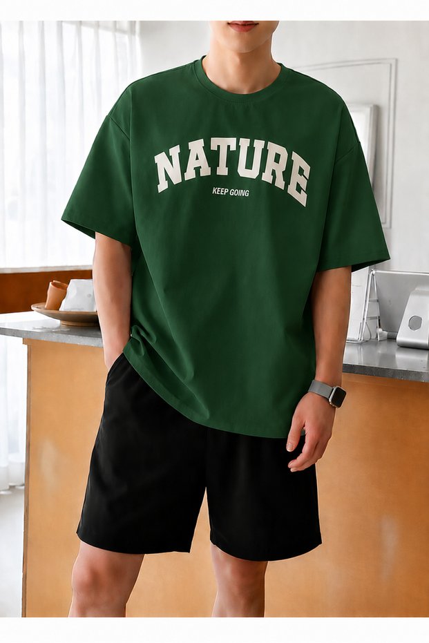 Unisex Nature Printed Shorts and T-Shirt Set