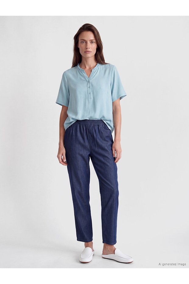 Two Mt Shop Quality Lcw Grace Blue Denim Straight & High Waist Straight Leg Women's Jean Pants