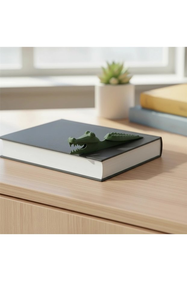 3D Printed Crocodile Bookmark for Reading