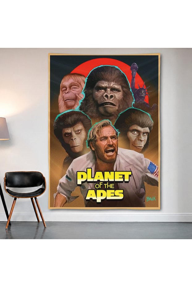 Planet of the Apes Collage Wall Covering Wall Tapestry First Quality Satin Fabric Poster