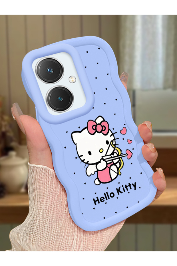 Vivo Y27 Compatible Case Camera Protector Blue Silicone Couple Phone Case Kitty Pattern