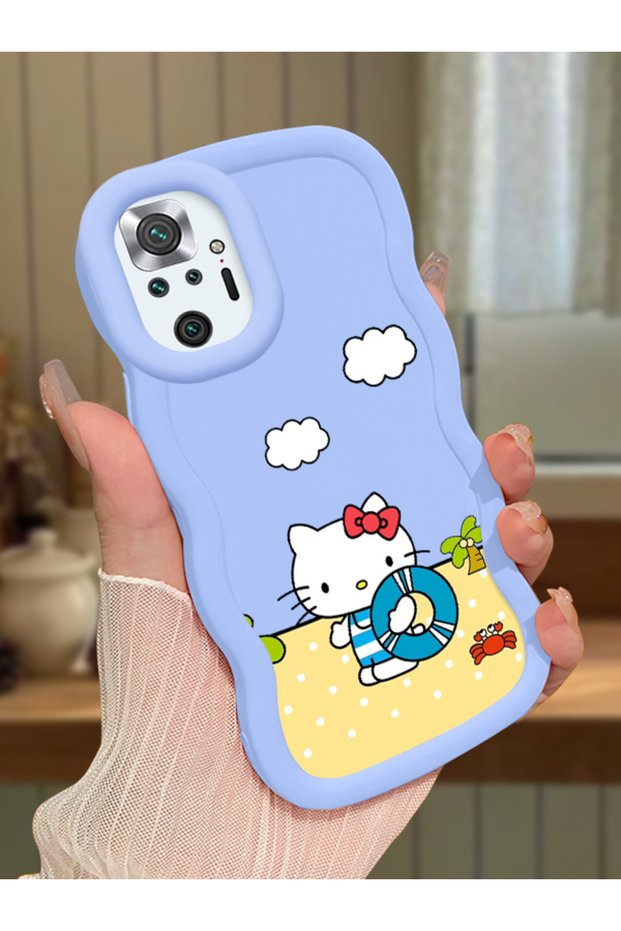 Redmi Note 10 Pro Compatible Case Camera Protector Blue Silicone Couple Phone Case Kitty Pattern