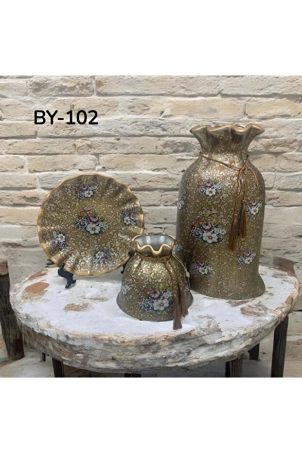 BY.102-DEKOR VAZO مجموعة من 3 قطع سيراميك
