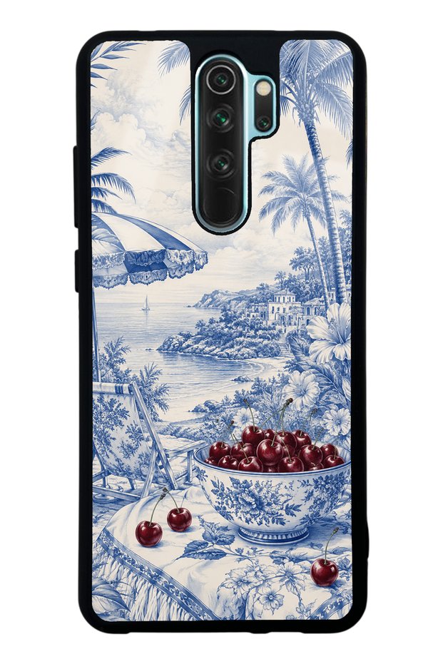 Xiaomi Redmi Note 8 Pro Blue Porcelain Cherry Coast Design Glossy Phone Case